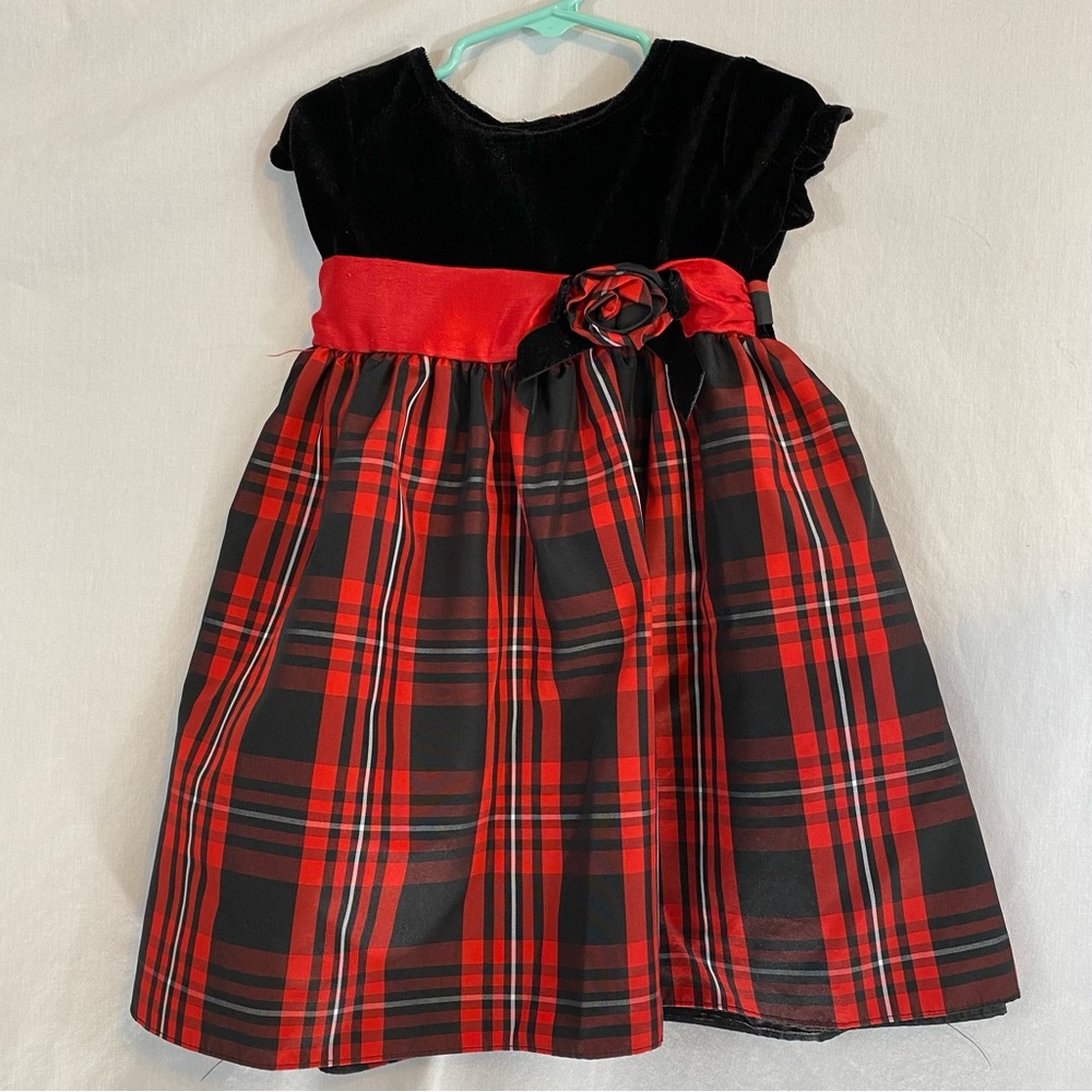 Sophie Rose 3T plaid and velour dress